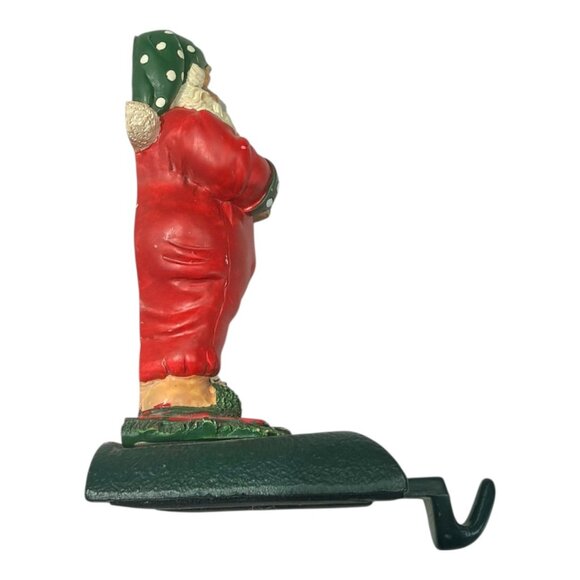 VNTG Cast Iron Santa Claus Stocking Holders With Globe & Gift Bag Made In Taiwan - Picture 8 of 12